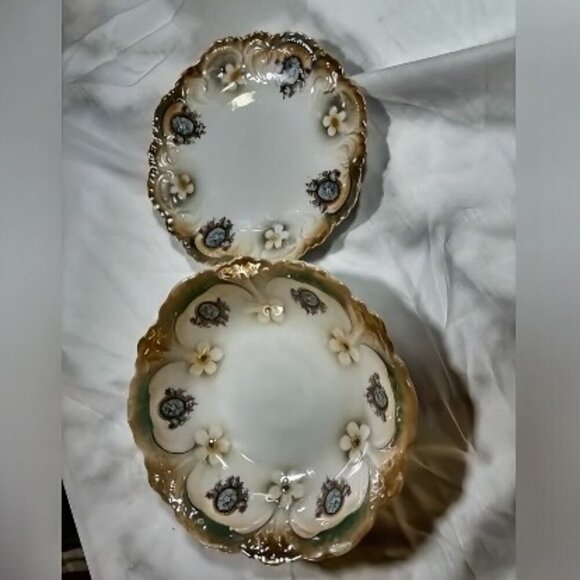 Vintage 1920s German Lustreware Serving Bowl - Floral Gold Trim from Bavaria - Picture 1 of 5